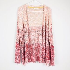 OVLA BOHO Leganlook Fringed Hem Open Front Sweater Cardigan XL